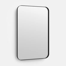 Load image into Gallery viewer, Better Bevel 24" x 36" Black Metal Framed Mirror | Rounded Rectangle Bathroom Wall Mirror